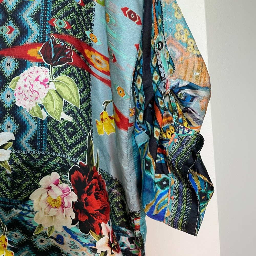 Johnny Was Silk Floral Blouse - Picture 6 of 8